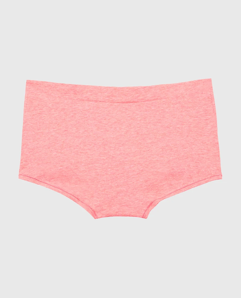 Boyshort Wide Waist Cotton Panty Pink Lemonade Heather