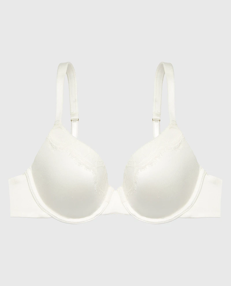 Lightly Lined Full Coverage Bra with Afterglow Lace Trim Ivory