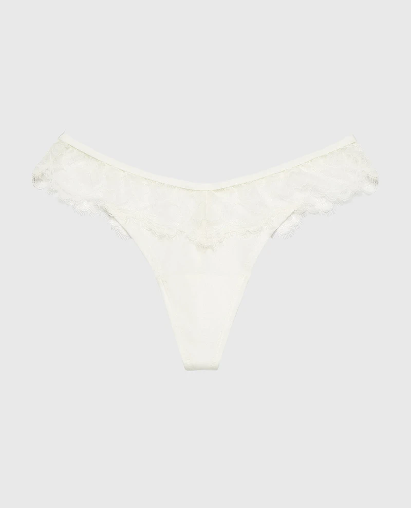 Diva Thong Panty With Afterglow Lace Ivory