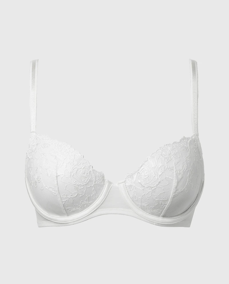Designer Collection Unlined Demi Bra With Breezy Embroidery Ivory