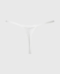 Designer Collection High Leg String Thong With Breezy Embroidery Ivory