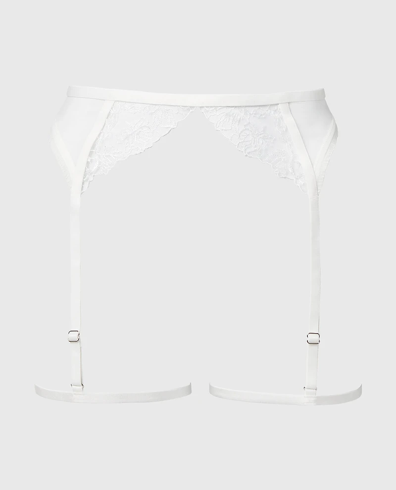Designer Collection Garter Belt With Breezy Embroidery Ivory