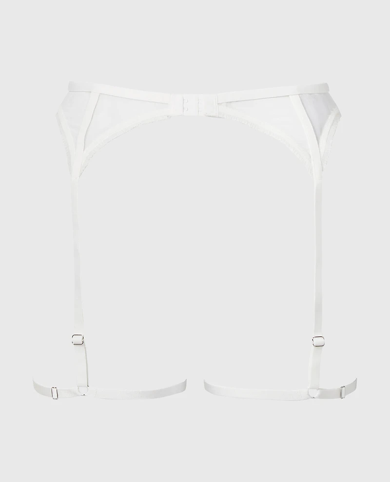 Designer Collection Garter Belt With Breezy Embroidery Ivory
