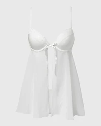 Designer Collection Lightly Lined Demi Babydoll With Breezy Embroidery Ivory