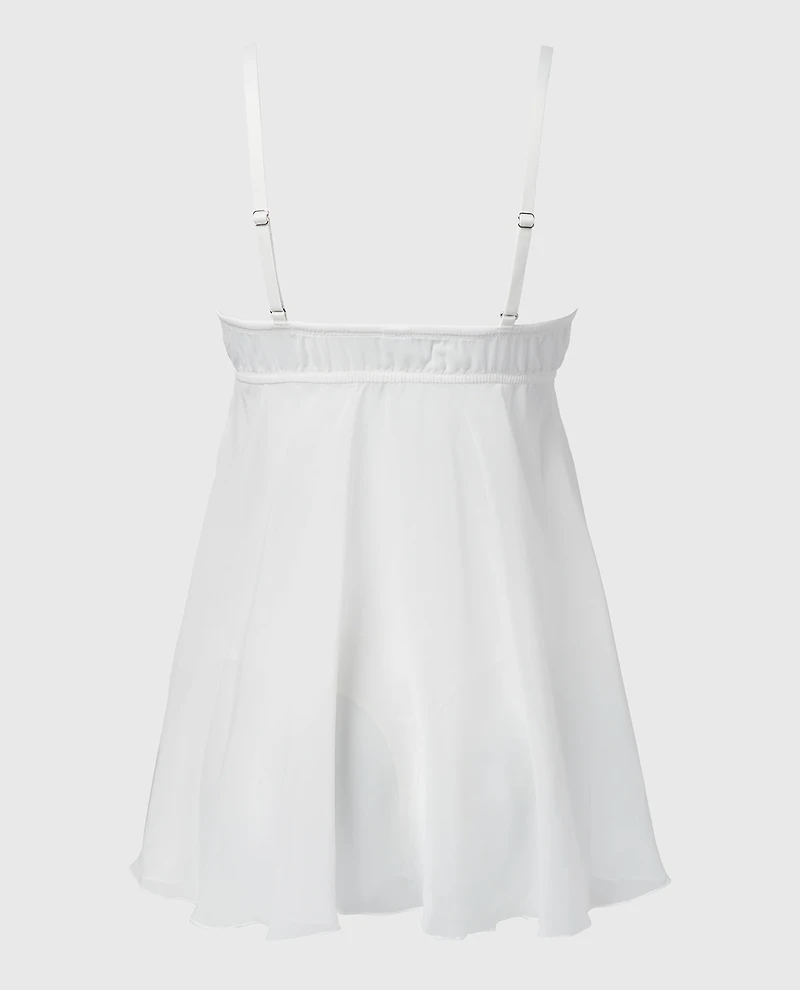 Designer Collection Lightly Lined Demi Babydoll With Breezy Embroidery Ivory