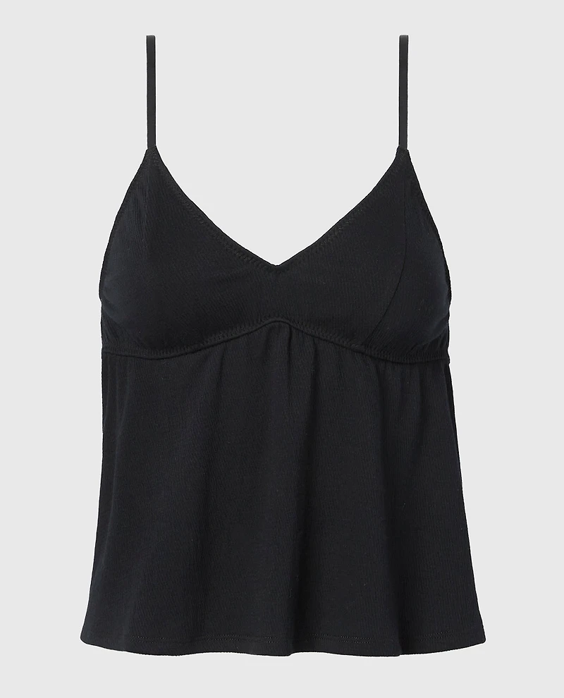 Casual Sleep Textured Knit Tank Tuxedo Black