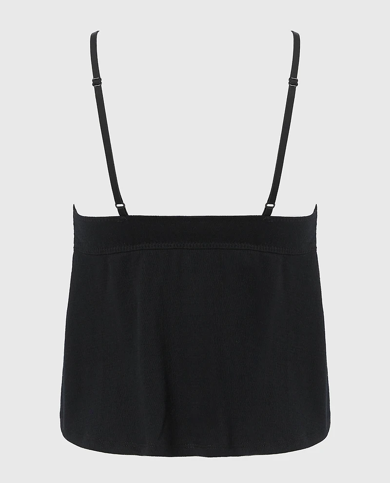 Casual Sleep Textured Knit Tank Tuxedo Black