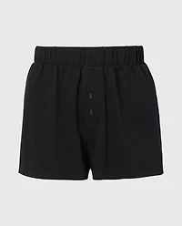Casual Sleep Textured Knit Boxer Short Tuxedo Black