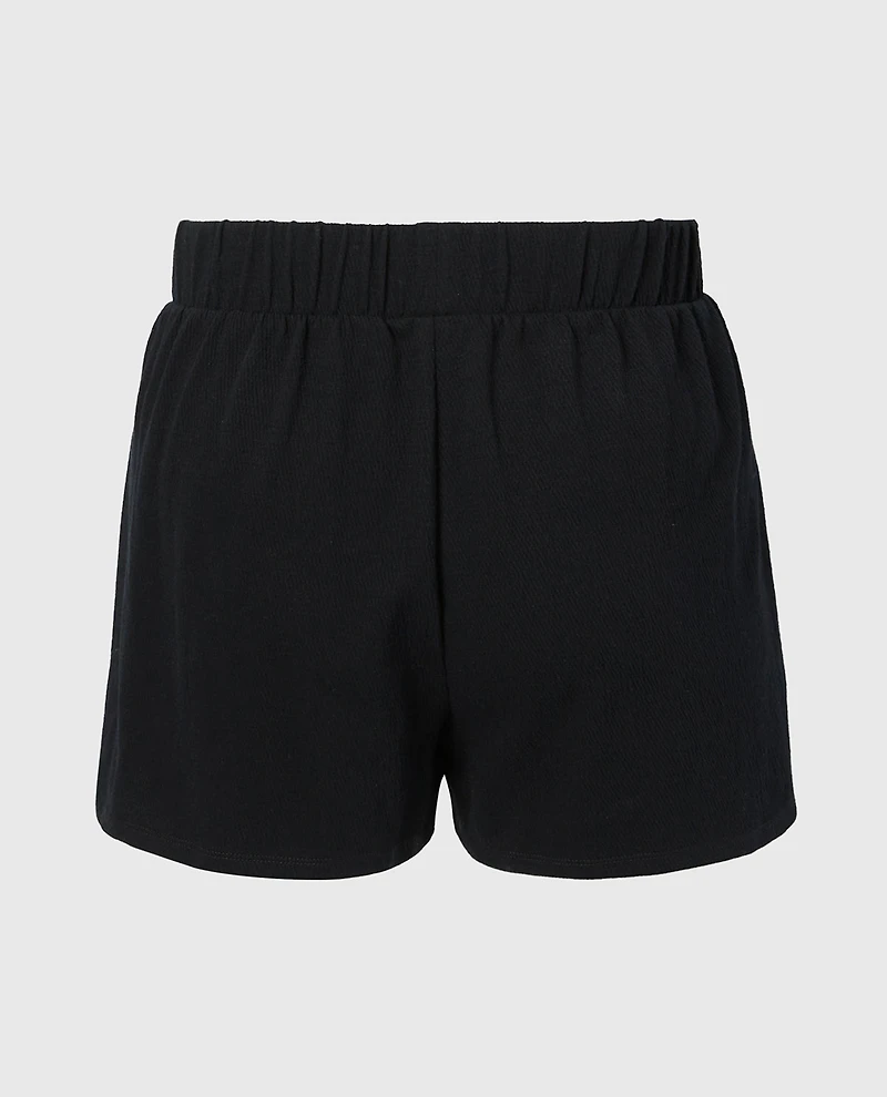 Casual Sleep Textured Knit Boxer Short Tuxedo Black