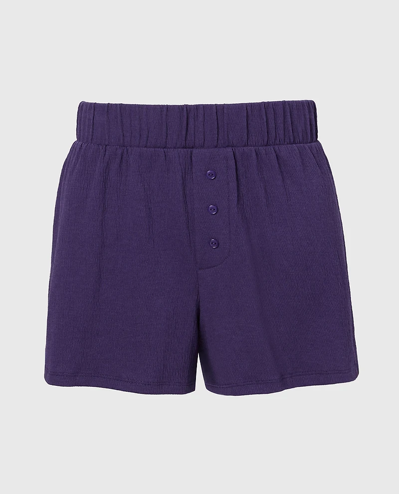 Casual Sleep Textured Knit Boxer Short Mulberry Purple