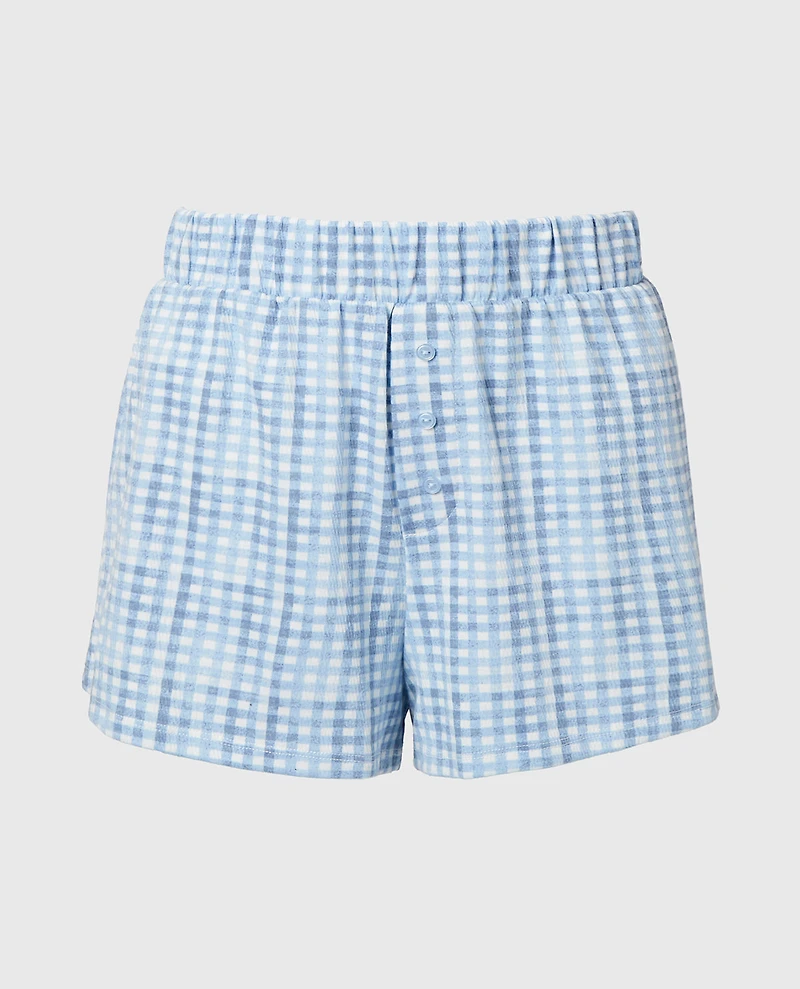 Casual Sleep Textured Knit Boxer Short Breezy Gingham