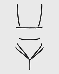 Triangle Cup Teddy With Romantic Lace Tuxedo Black