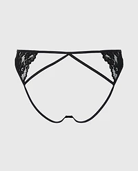 Bumless Bikini with Romantic Lace Tuxedo Black