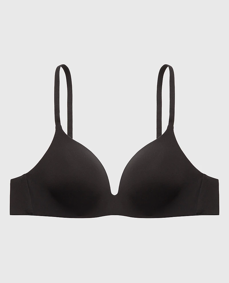 Full Coverage Wireless Push Up Bra Tuxedo Black