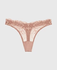 Diva High Leg Thong Panty with Lush Lace Deer