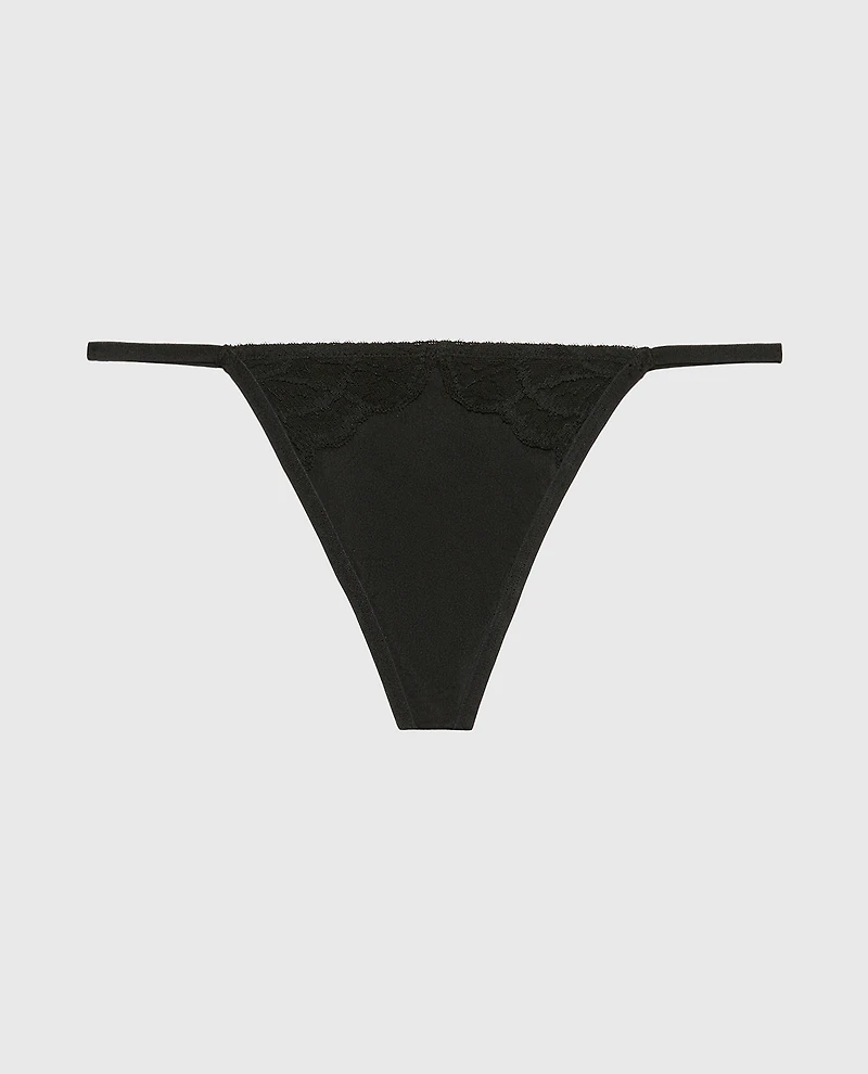 Diva G-String with Lush Lace Tuxedo Black
