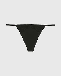 Diva G-String with Lush Lace Tuxedo Black