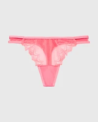 Diva Thong Panty with Exquisite Lace Pink Lemonade