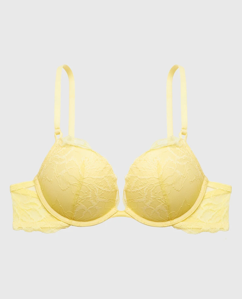 Push up Plunge Bra With Lush Lace Pale Banana