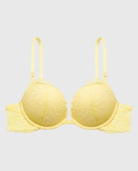 Push up Plunge Bra With Lush Lace Pale Banana