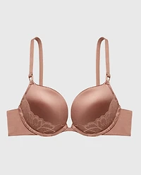 Push Up Plunge Bra With Lush Lace Piecing Deer