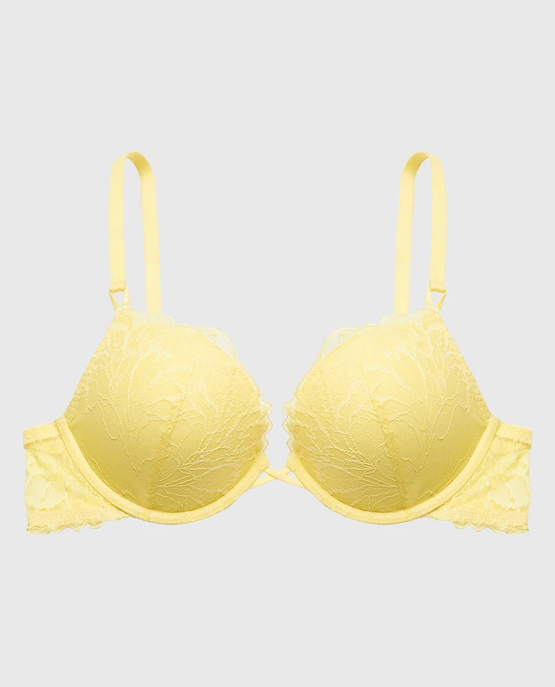 UP 2 Cup Push Bra With Lush Lace Pale Banana