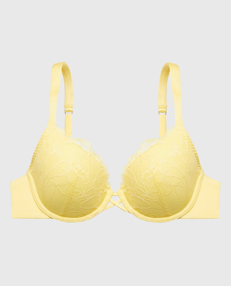 Lightly Lined Full Coverage Bra with Lush Lace Pale Banana