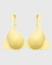 Lightly Lined Full Coverage Bra with Lush Lace Pale Banana
