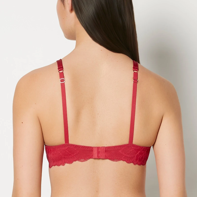 Lightly Lined Full Coverage Bra with Lush Lace Wing Passion Red
