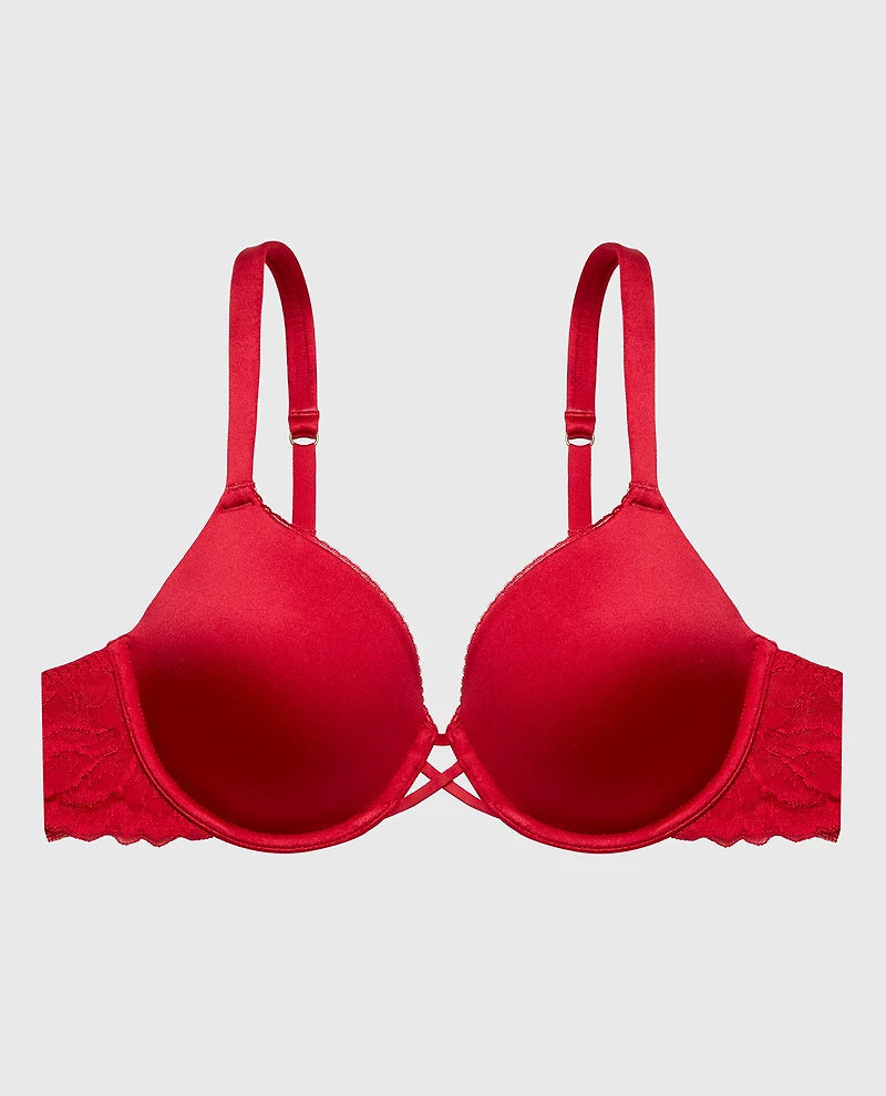 Lightly Lined Full Coverage Bra with Lush Lace Wing Passion Red