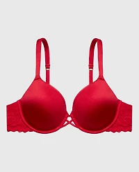 Lightly Lined Full Coverage Bra with Lush Lace Wing Passion Red