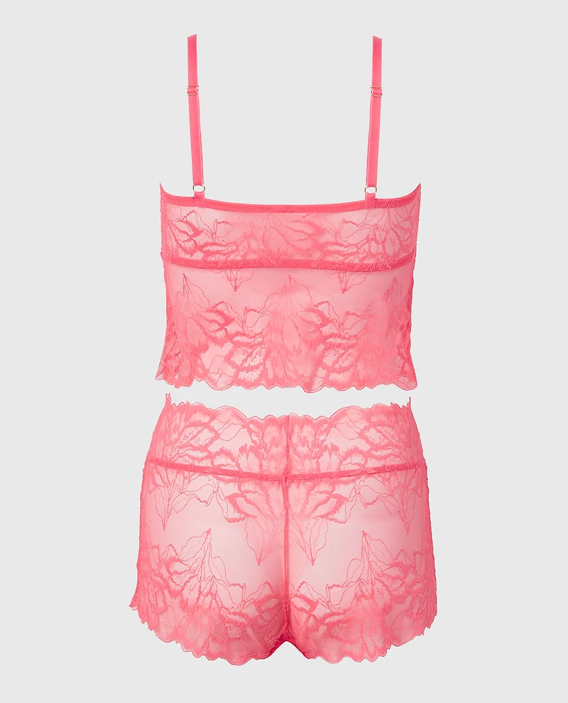 PJ Lush Lace Cami with Boyshort Set Juicy Pink