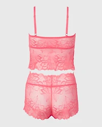 PJ Lush Lace Cami with Boyshort Set Juicy Pink