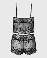 PJ Lush Lace Cami with Boyshort Set Tuxedo Black