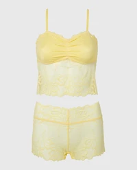 PJ Lush Lace Cami with Boyshort Set Pale Banana