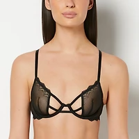 Unlined Demi Bra Exquisite Lace Tuxedo Black