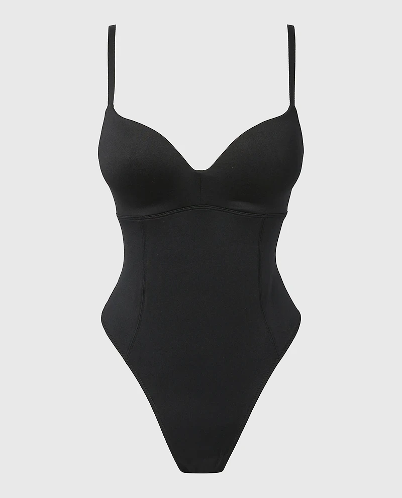 Push Up Smooth Wireless Bodysuit Tuxedo Black