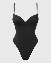 Push Up Smooth Wireless Bodysuit Tuxedo Black