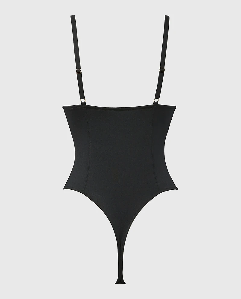 Push Up Smooth Wireless Bodysuit Tuxedo Black