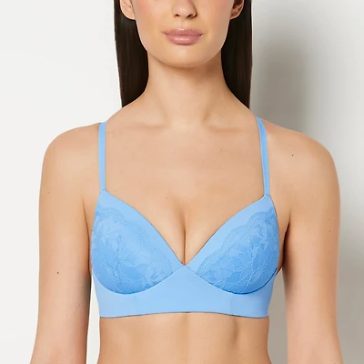 Lightly Lined Wireless Bra with Charmed Lace Azure Blue