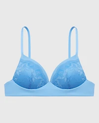 Lightly Lined Wireless Bra with Charmed Lace Azure Blue