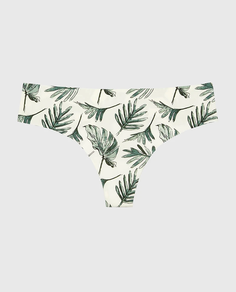 No Show Thong Watercolor Foliage