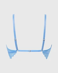 Lightly Lined Bralette with Lush Lace Front Close Azure Blue