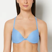 Push Up Plunge Smooth Bra Front Close Azure Blue