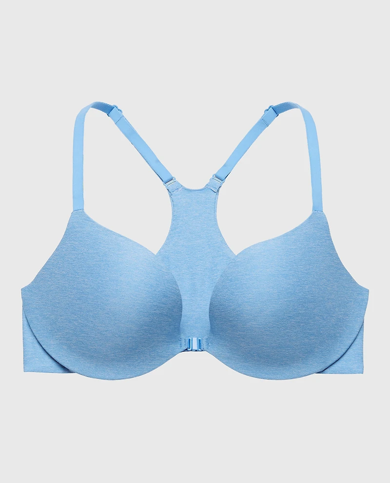 Push Up Plunge Smooth Bra Front Close Azure Blue