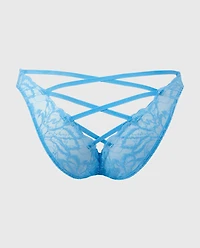 Bikini Bumless Panty with Lush Lace Azure Blue
