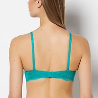 Lightly Lined Wireless Bra with Charmed Lace Wing Dynasty Green