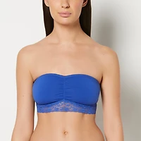 Unlined Bandeau Bralette with Essential Lace Trim Dazzling Blue