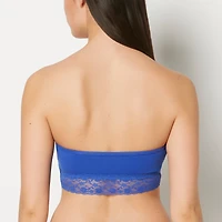 Unlined Bandeau Bralette with Essential Lace Trim Dazzling Blue