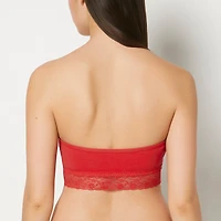 Unlined Bandeau Bralette with Essential Lace Trim Chili Red
